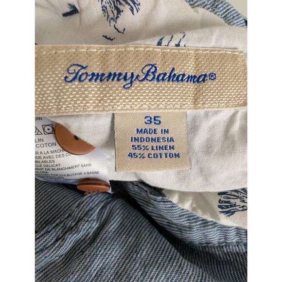 Tommy Bahama Linen Shorts Men 34* Beach Coast Flat Front 9" Inseam Blue - Picture 2 of 10